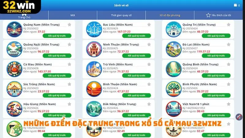 Những điểm đặc trưng trong xổ số Cà Mau 32Win
